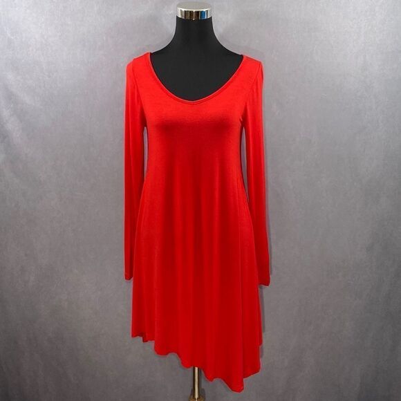 Red Asymmetrical Hemline Dress  Size Small - Picture 2 of 4